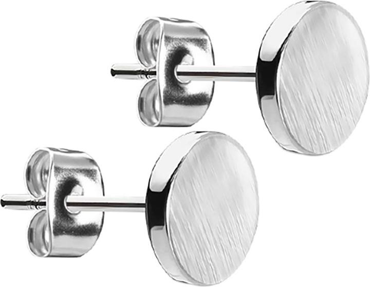 Star Piercing Ohrstecker rund gebürstet silber (Messing, Chirurgenstahl 316L)