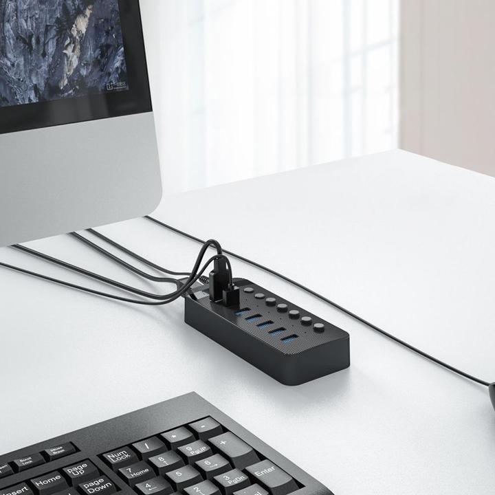 Actual product image Orico Converter CT2U3-10AB 10x USB-A 3.0 Hub with Switches - Black (USB-A, 10 Ports)