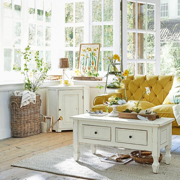 Actual product image Loberon Yurielka corner chest of drawers antique white