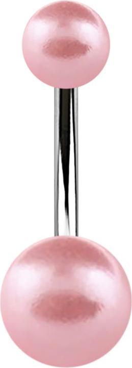 Actual product image Star Piercing Silver banana with two pink beads (without brass, Surgical steel 316L)