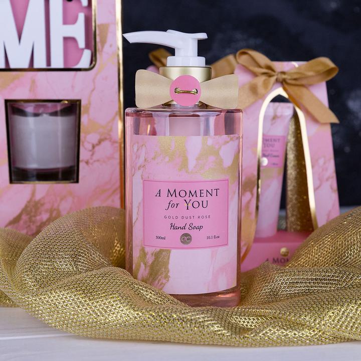 Actual product image Accentra Hand soap A MOMENT FOR YOU in pump dispenser, 300ml, fragrance: Gold Dust Rose, colour: pink/gold (Liquid soap, 300 ml)