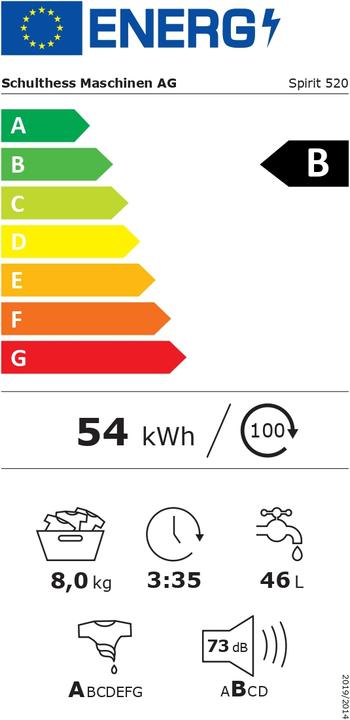 Energy Label Schulthess 8520.2CESU1 (8 kg, Right)