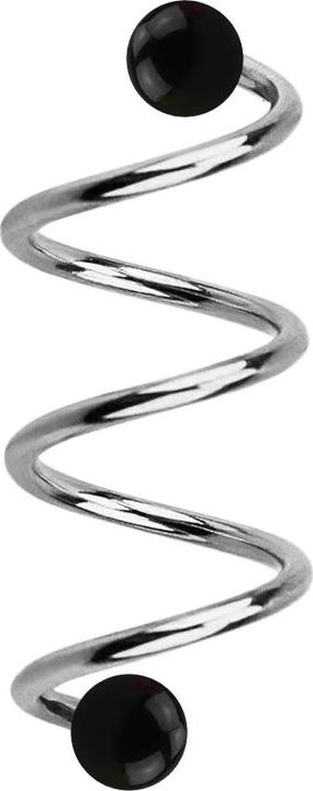 Immagine prodotto Star Piercing Micro spirale argento con due sfere nere (Acciaio chirurgico 316L)