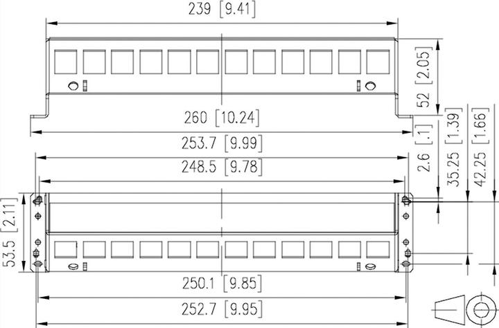 Actual product image Metz Connect SmartConnect patch panel 12 port keystone, unassembled Module holder empty for holding v