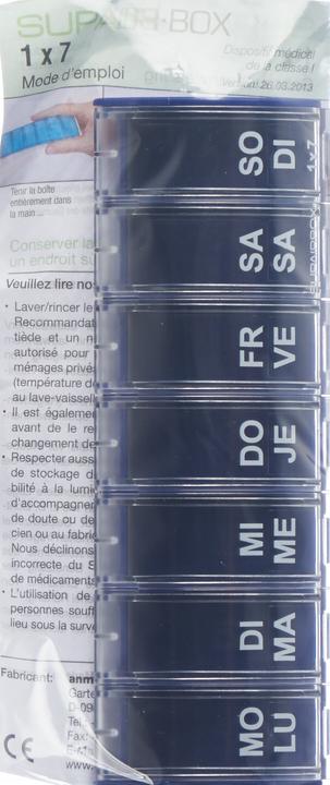Actual product image Supairbox 1x7 weekly dispenser german/french blue