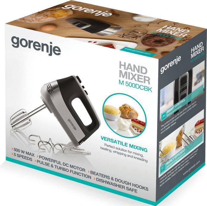 Actual product image Gorenje Hand blender, silver-black- 500 W, DC motor, 5 speed settings, turbo button, stainless steel (500 W)