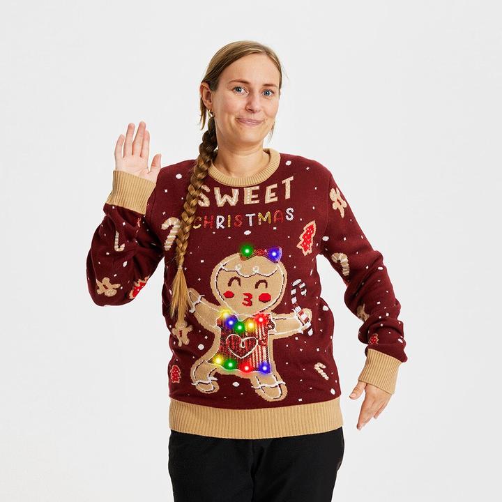 Actual product image Christmas Sweats Cute Cookie Woman LED Sweater (XXS)