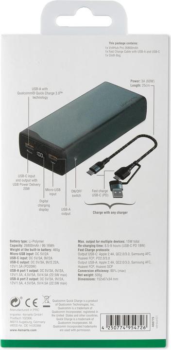 Immagine prodotto 4smarts VoltHub Pro (26800 mAh, 22.50 W, 99160 Wh)