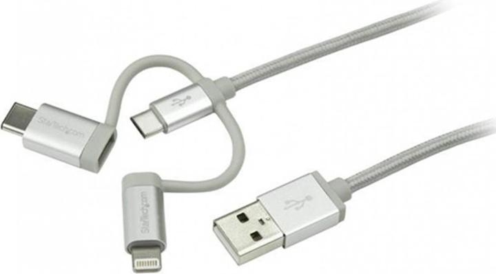 Produktbild StarTech USB Lightning Kabel - USB-C Micro-B Laddekabel - 1m - geflochten - Silber - USB auf Lightning Kab... (1 m, USB 2.0)