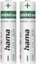 Produktbild Hama NiMH-Akkus, AAA Micro, 1000 mAh, 1,2 V, sofort einsatzbereit, 2 Stück (2 Stk., AAA, 1000 mAh)