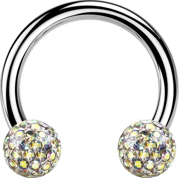 Produktbild Star Piercing Micro Circular Barbell silber mit zwei Kristall Kugeln multicolor Epoxy Schutzschicht (ohne Messing, Titan G23)