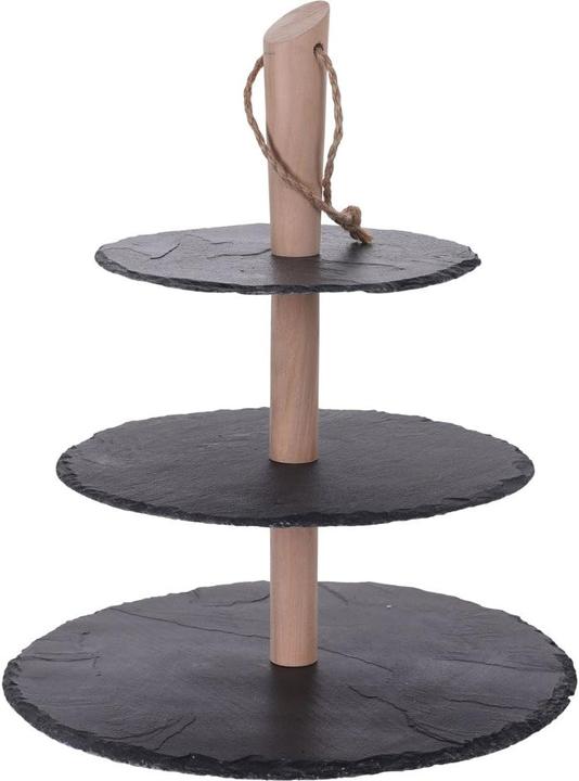 Produktbild Mojawo Runde Schiefer-Etagere Servierregal 3-stöckig Ø30/25/20/H36cm