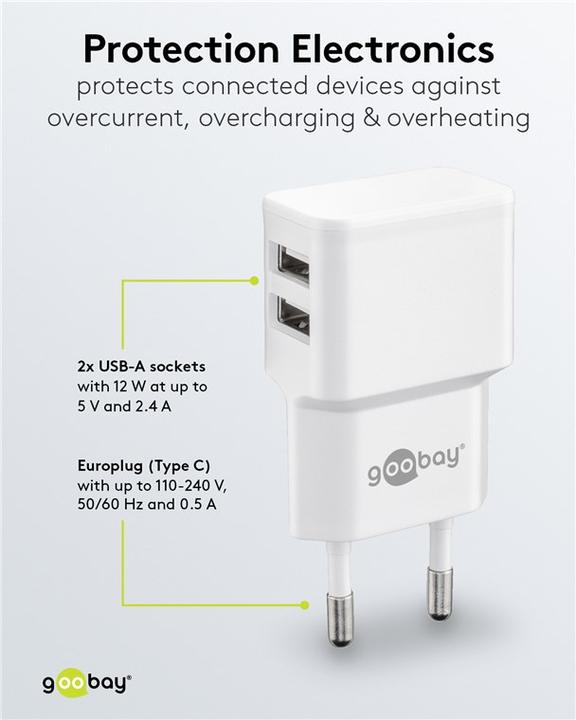 Produktbild Goobay Ladegerät 2x USB A (12 W)