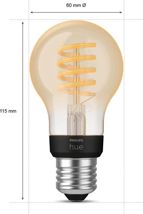 Produktbild Philips Hue E27 - Filament Lampe (E27, 7 W, 550 lm, 1 x, G)