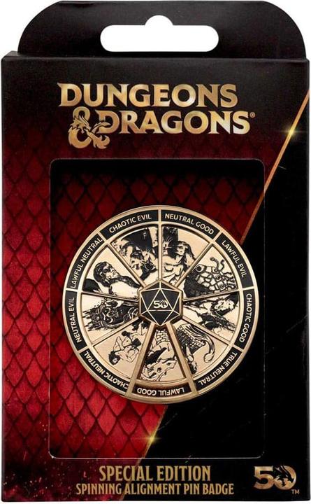 Immagine prodotto Fanattik Distintivo Dungeons & Dragons Alignment Spinner Edizione limitata placcata oro 24k