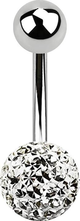 Produktbild Star Piercing Banane silber mit Kugel und Kristall Kugel silber Epoxy Schutzschicht (Chirurgenstahl 316L)