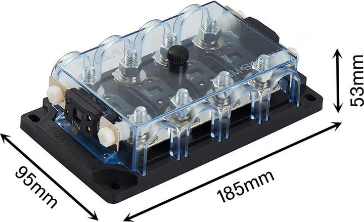 Actual product image Offgridtec 4-way MEGA-Fuse fuse holder with holder for spare fuse (40 A)
