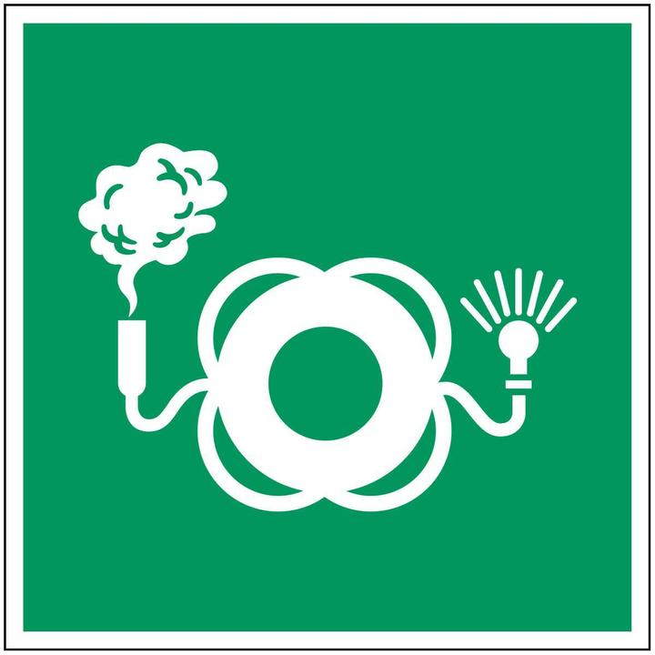 Produktbild Brady ISO-Sicherheitsschild - Rettungsring mit Lampe und Rauchsignal