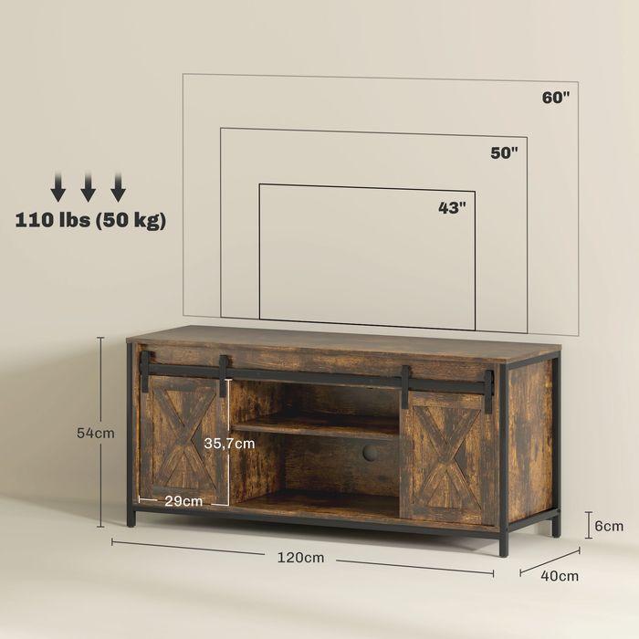 Produktbild Swisshandel24 TV-Schrank, Fernsehtisch für Fernseher bis zu 60 Zoll, Lowboard, Fernsehschrank (120 x 40 x 54 cm)