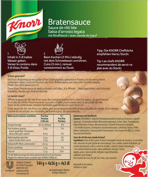 Produktbild Knorr Bratensauce Gourmet Packung für Feinschmecker, Sauce ideal zu zartem Gemüse & Fleisch (144 g)
