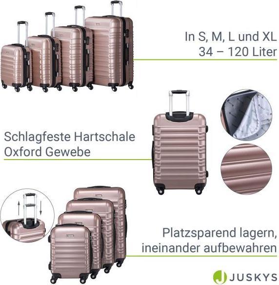 Produktbild Juskys Hartschalen Kofferset Rom (120 l, Handgepäck (bis 50l), M (50 - 90l), L (90 - 115l), XL (ab 115l))