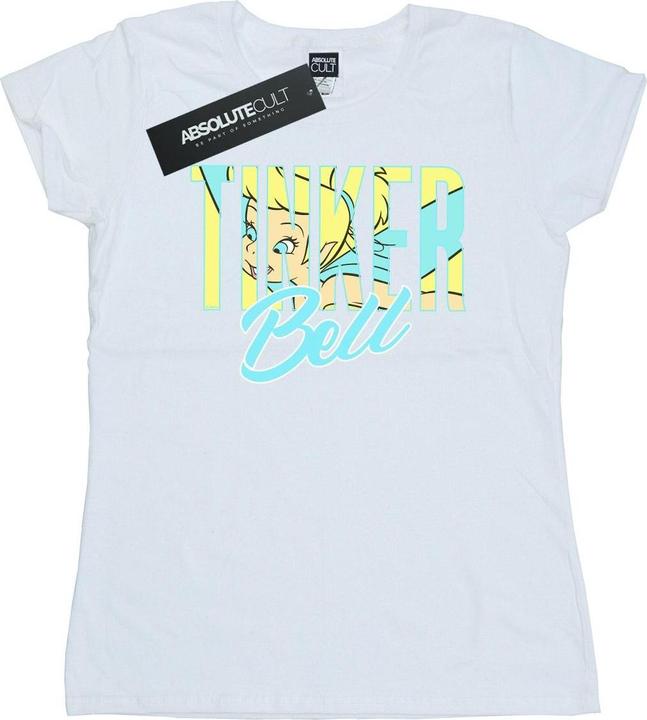 Actual product image Disney Womens/Ladies Tinker Bell Wording Infill Cotton T-Shirt (S)