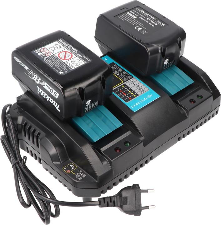 Immagine prodotto AccuCell Caricabatterie a 2 scomparti adatto a 1 o 2 batterie Makita agli ioni di litio