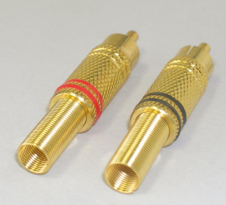Actual product image Jamara Cinch plug metal gold plated with color ring