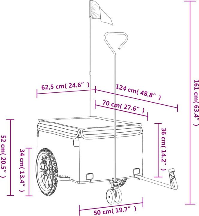 Immagine prodotto VidaXL Fahrradanhänger 45 kg Eisen