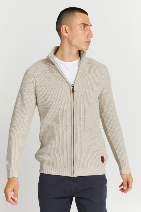 Actual product image Solid Xenos Men's Cardigan Chunky Knit Jacket With Funnel Neck Made Of 100% Cotton (L)