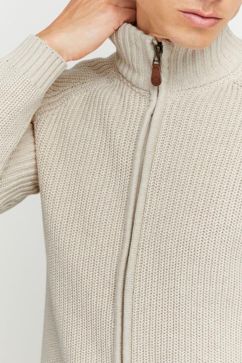 Actual product image Solid Xenos Men's Cardigan Chunky Knit Jacket With Funnel Neck Made Of 100% Cotton (L)
