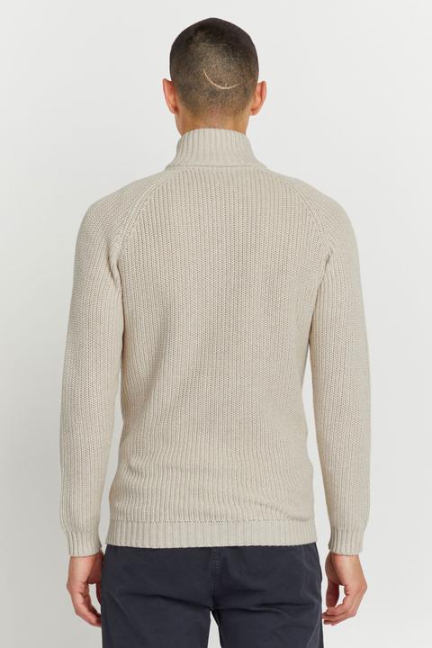 Actual product image Solid Xenos Men's Cardigan Chunky Knit Jacket With Funnel Neck Made Of 100% Cotton (L)