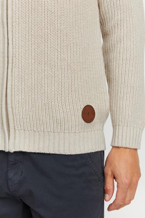 Actual product image Solid Xenos Men's Cardigan Chunky Knit Jacket With Funnel Neck Made Of 100% Cotton (L)