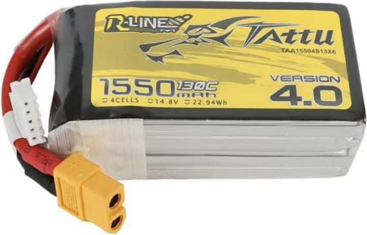 Actual product image Tattu Accumulator R-Line Version 4.0 1550mAh 14.8V 130C 4S1P XT60 (14.80 V, 1550 mAh)