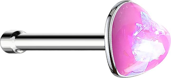 Immagine prodotto Star Piercing Nasenstecker gerade silber mit Opal Herz pink (Acciaio chirurgico 316L, senza ottone)