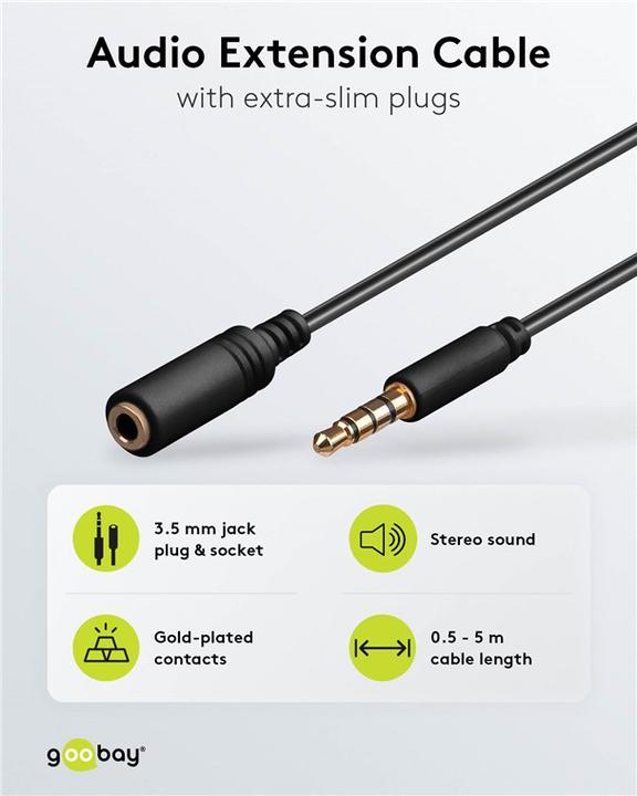 Actual product image Goobay 3.5mm Klinke — 3.5mm Buchse (3 m, 3.5mm jack (AUX))
