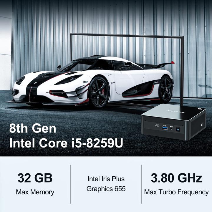 Produktbild Geekom Mini PC IT8 (i5-8259U, 16GB Ram, 512GB M.2 SSD)
