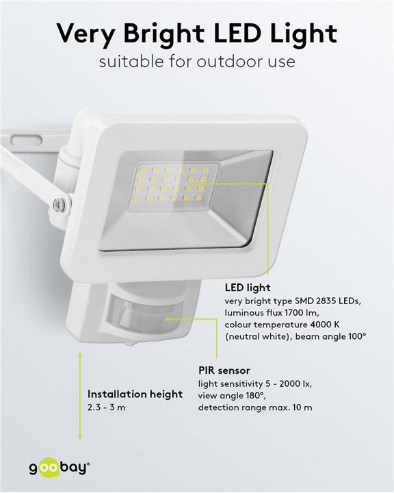 Immagine prodotto Goobay Faretto LED da esterno (1706 lm, IP44)