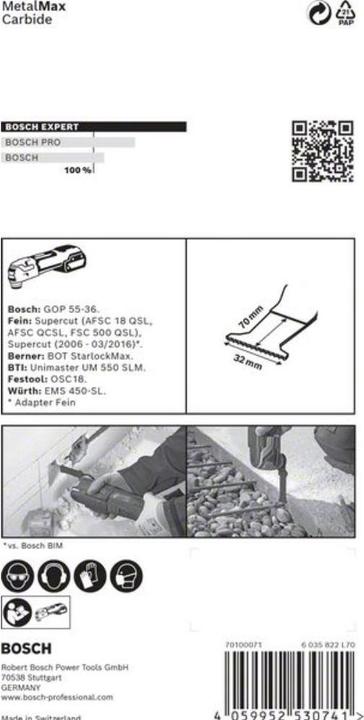 Immagine prodotto Bosch Professional Zubehör Lama Expert MetalMax MAII 32 AIT per utensili multifunzione, 70 x 32 mm