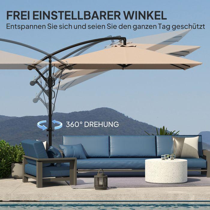 Image du produit Swisshandel24 Ampelschirm Ø260 cm, mit Ständer, Abdeckung, kippbar Khaki (2.50 m)