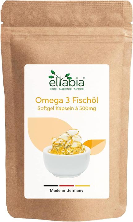 Actual product image Eltabia Omega 3 capsules 500mg fish oil highly dosed 3000mg daily dose with 18% EPA & 12% DHA (200 Piece, Capsules)