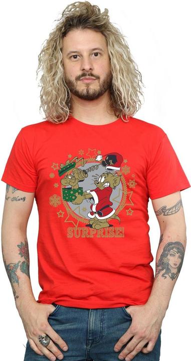 Actual product image Tom & Jerry Mens Christmas Surprise T-Shirt (L)