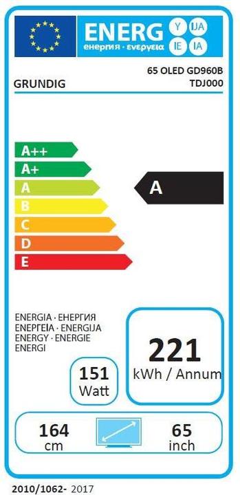Energy Label Grundig TV 65OLEDGD960B (65", OLED, 4K, 2019)