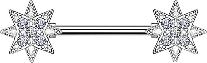 Immagine prodotto Star Piercing Barbell silber Stern mit Kristall (Ottone, Acciaio chirurgico 316L)
