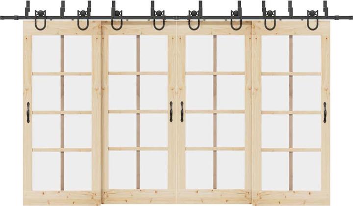Produktbild VidaXL Schiebetürbeschlag-Set 200 cm Stahl Schwarz Schiebetürbeschlag Satz