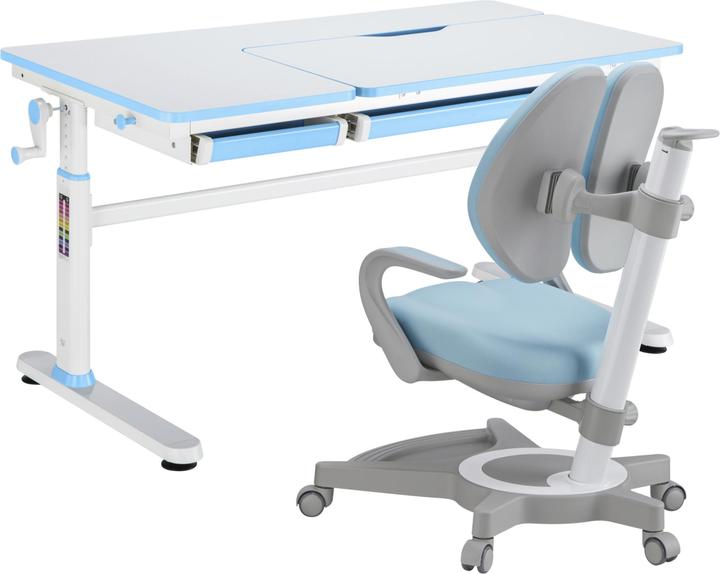 Produktbild En.Casa Kinderschreibtisch Sauda mit Kinderstuhl Blau (Kindertisch, Kinderstuhl)