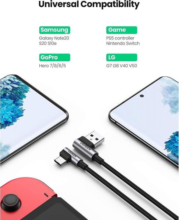 Actual product image Ugreen Right Angle USB C Quick Charging Cable (0.50 m, USB 2.0)