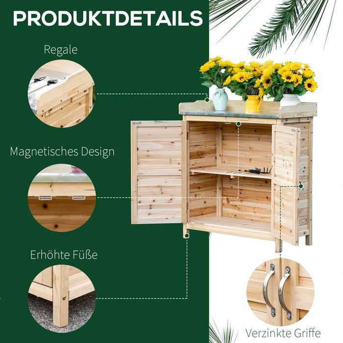 Image du produit Swisshandel24 Meuble de jardin Table à plantes avec meuble bas en bois, 2 étagères, 83 x 40 x 92 cm