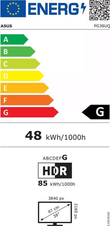Energie-Label ASUS ROG Swift PG38UQ (3840 x 2160 Pixel, 38")