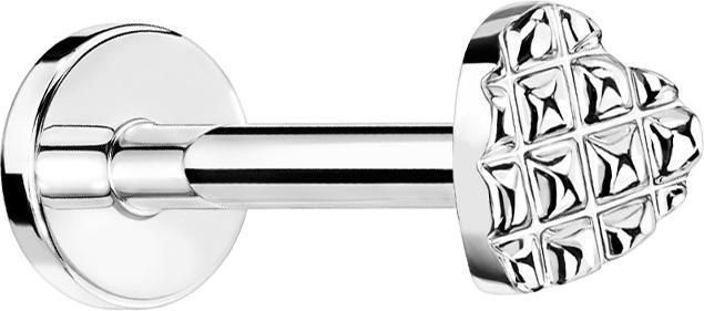 Actual product image Star Piercing Micro Labret internal thread silver heart with structure (Brass, Surgical steel 316L)